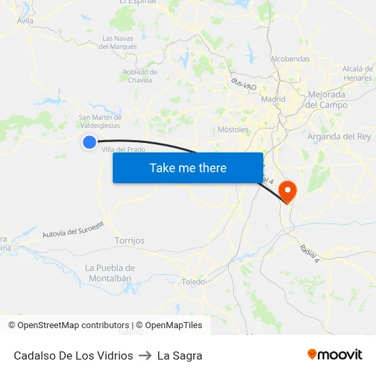 Cadalso De Los Vidrios to La Sagra map
