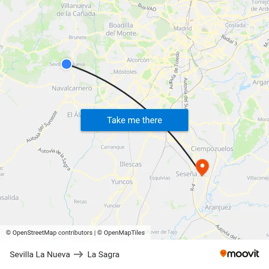 Sevilla La Nueva to La Sagra map