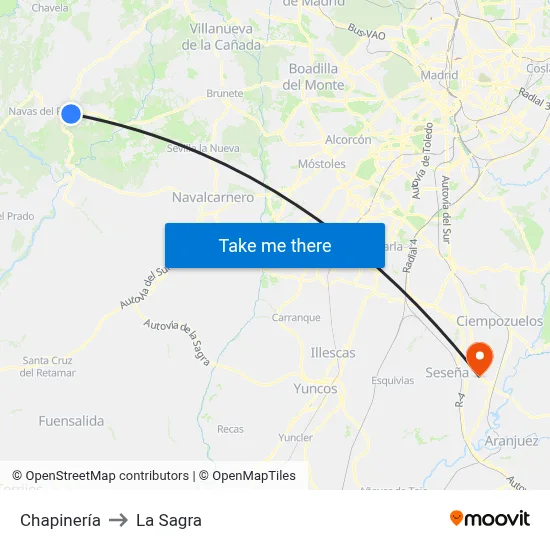 Chapinería to La Sagra map