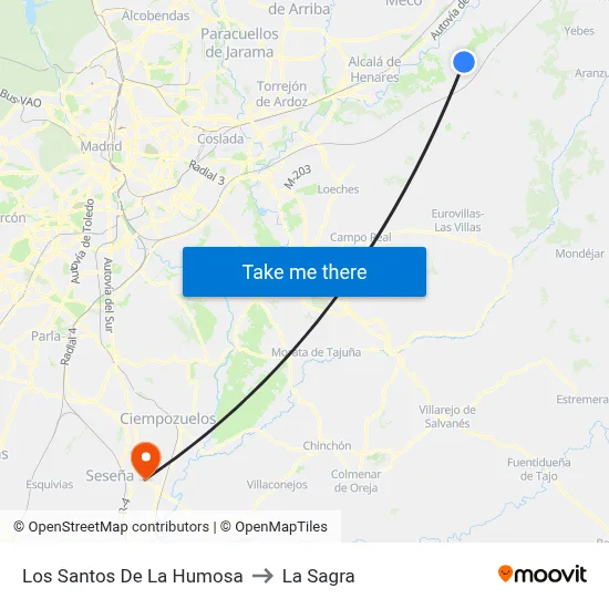 Los Santos De La Humosa to La Sagra map