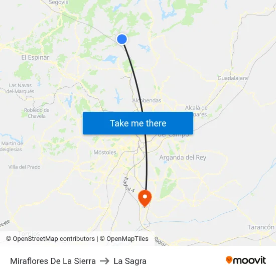 Miraflores De La Sierra to La Sagra map