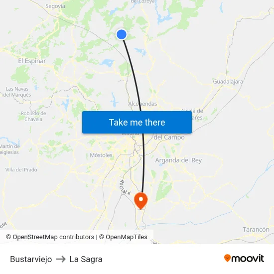 Bustarviejo to La Sagra map