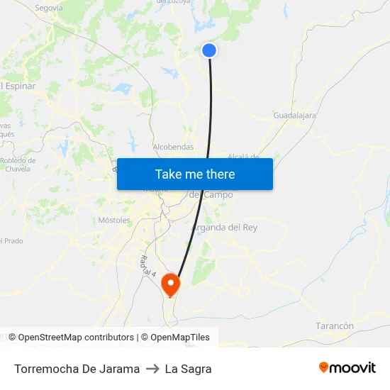 Torremocha De Jarama to La Sagra map