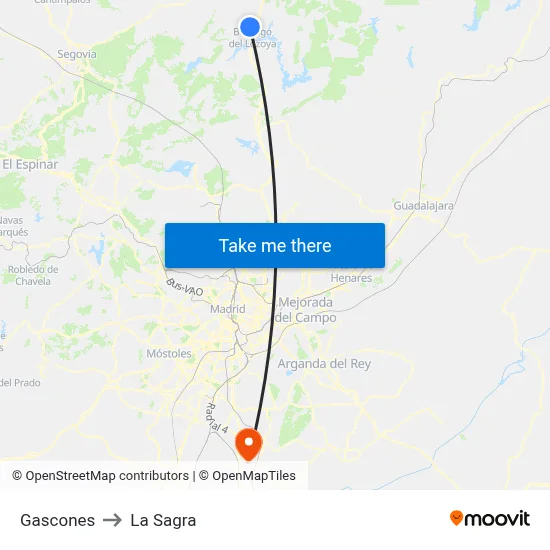 Gascones to La Sagra map
