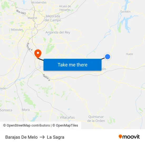 Barajas De Melo to La Sagra map