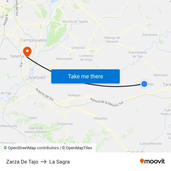 Zarza De Tajo to La Sagra map