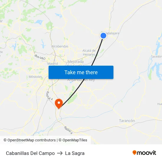 Cabanillas Del Campo to La Sagra map