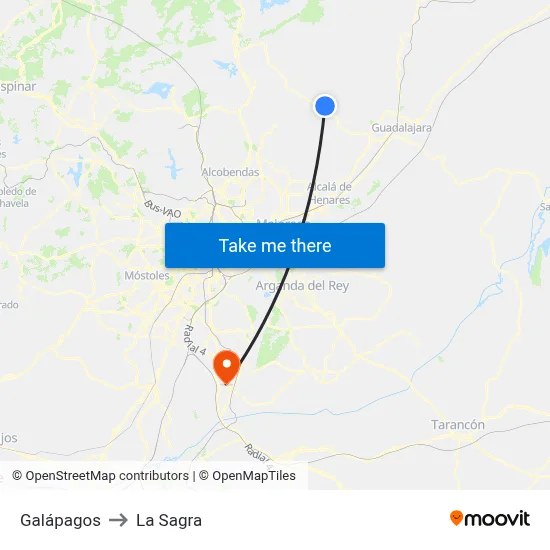 Galápagos to La Sagra map