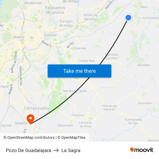 Pozo De Guadalajara to La Sagra map
