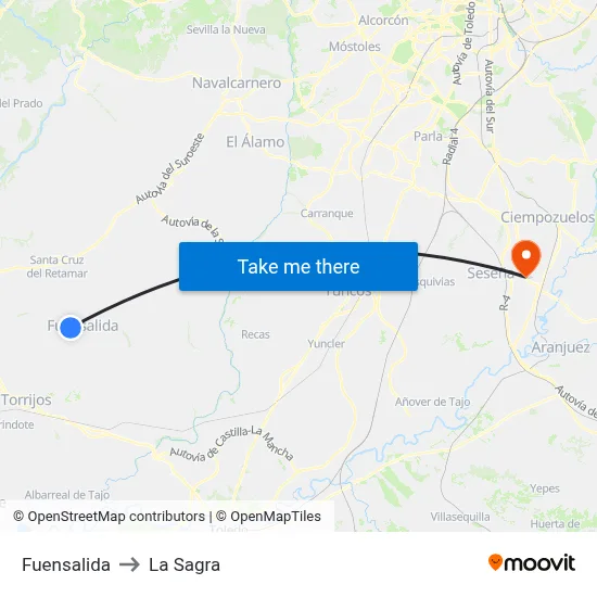 Fuensalida to La Sagra map