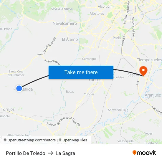 Portillo De Toledo to La Sagra map