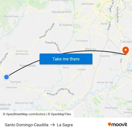 Santo Domingo-Caudilla to La Sagra map