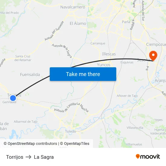 Torrijos to La Sagra map