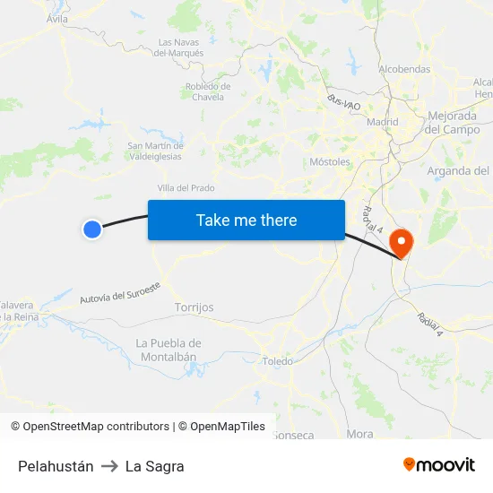 Pelahustán to La Sagra map