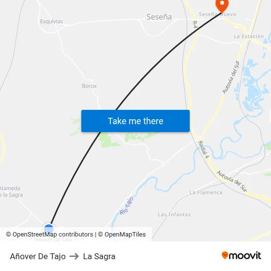 Añover De Tajo to La Sagra map