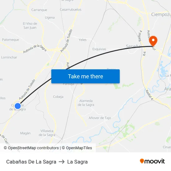 Cabañas De La Sagra to La Sagra map