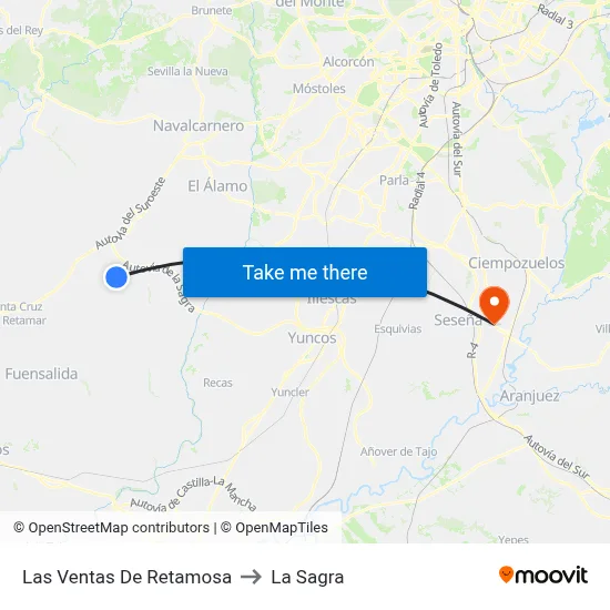 Las Ventas De Retamosa to La Sagra map