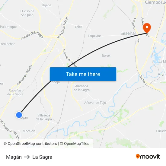 Magán to La Sagra map