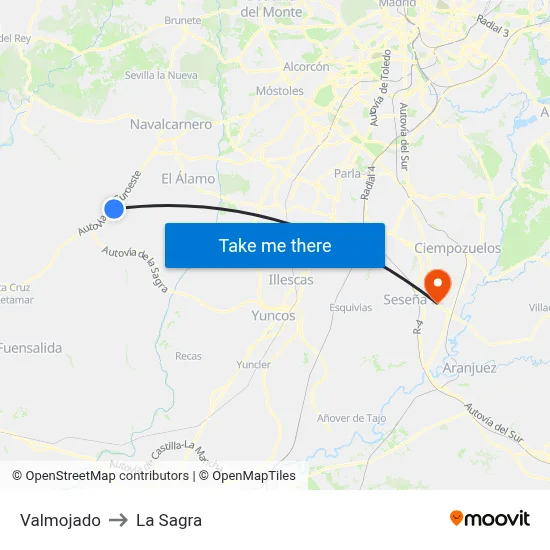 Valmojado to La Sagra map