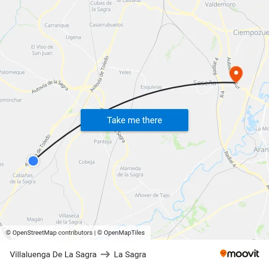 Villaluenga De La Sagra to La Sagra map