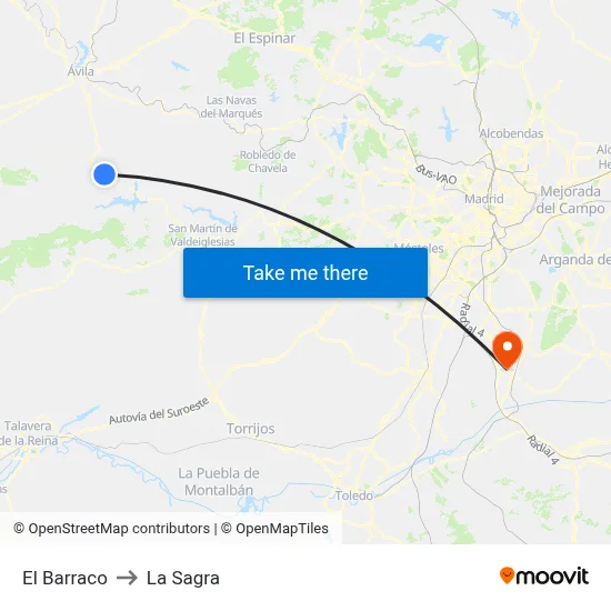 El Barraco to La Sagra map
