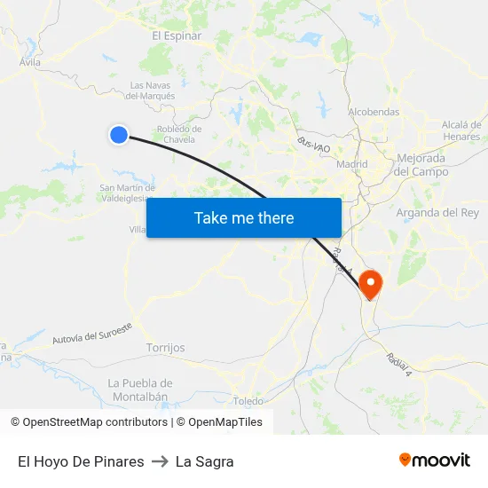 El Hoyo De Pinares to La Sagra map
