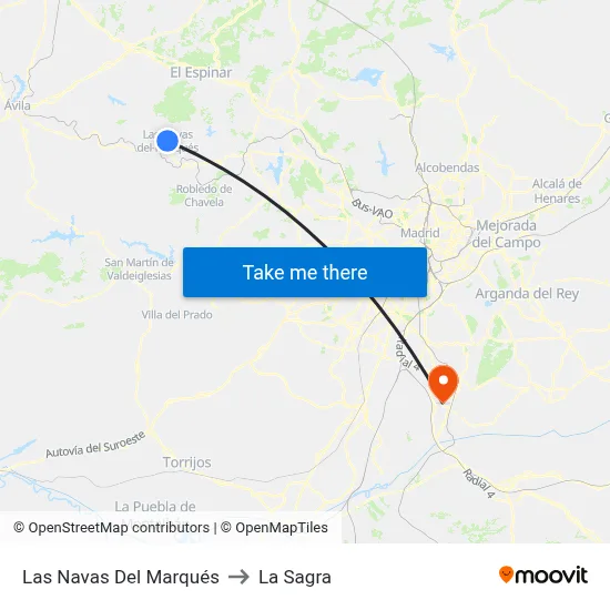 Las Navas Del Marqués to La Sagra map