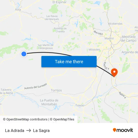 La Adrada to La Sagra map