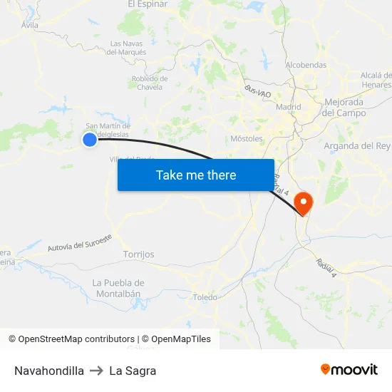 Navahondilla to La Sagra map