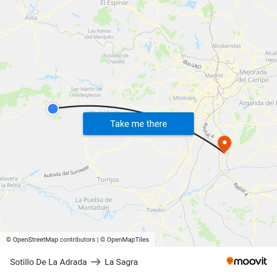 Sotillo De La Adrada to La Sagra map