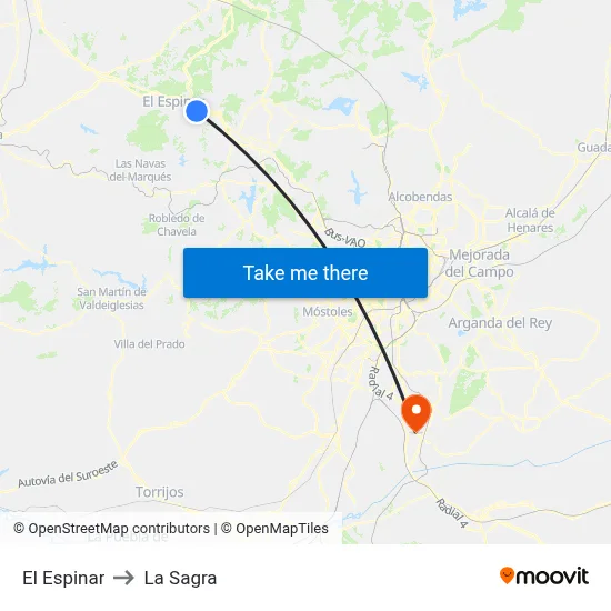 El Espinar to La Sagra map