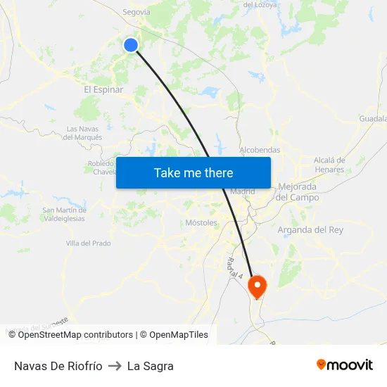 Navas De Riofrío to La Sagra map