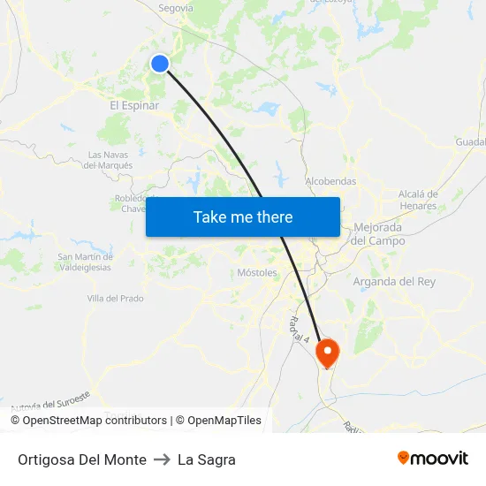 Ortigosa Del Monte to La Sagra map