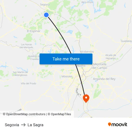 Segovia to La Sagra map
