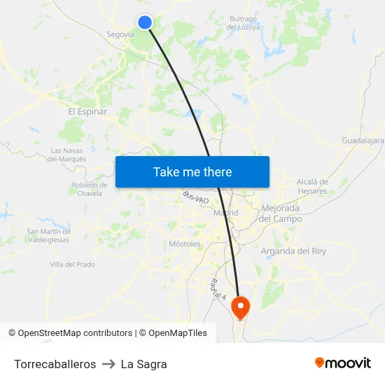 Torrecaballeros to La Sagra map