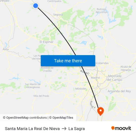 Santa María La Real De Nieva to La Sagra map