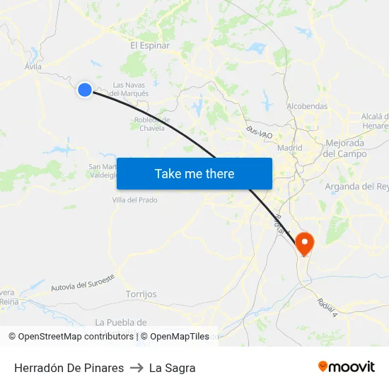 Herradón De Pinares to La Sagra map