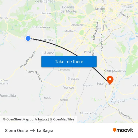 Sierra Oeste to La Sagra map