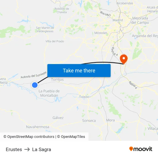 Erustes to La Sagra map