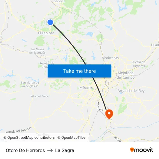 Otero De Herreros to La Sagra map