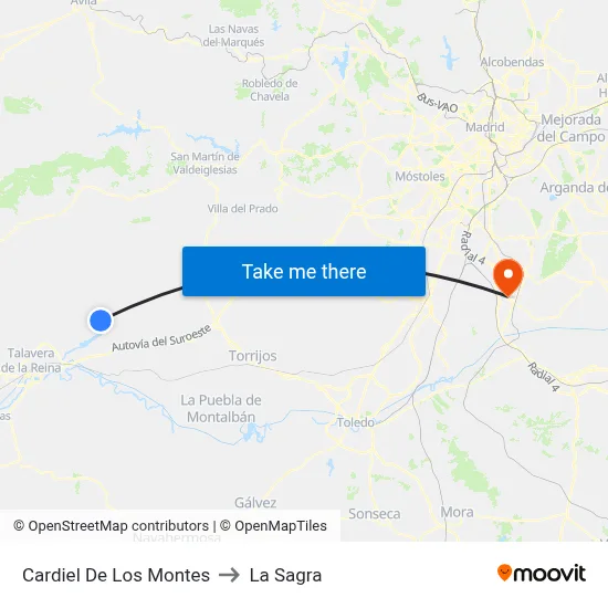 Cardiel De Los Montes to La Sagra map