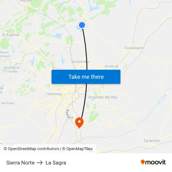 Sierra Norte to La Sagra map