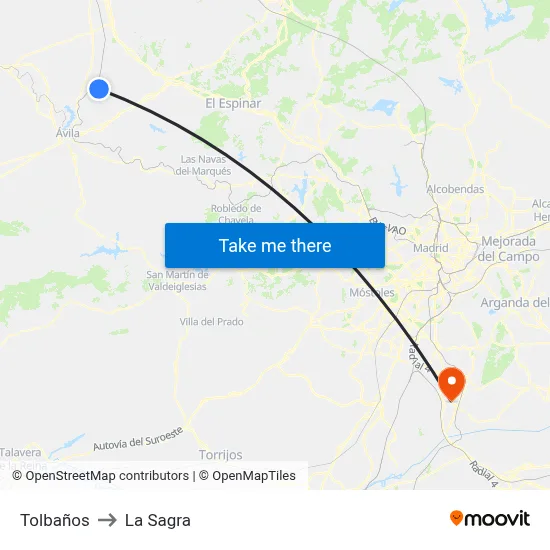 Tolbaños to La Sagra map