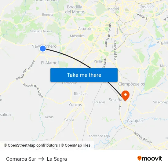 Comarca Sur to La Sagra map