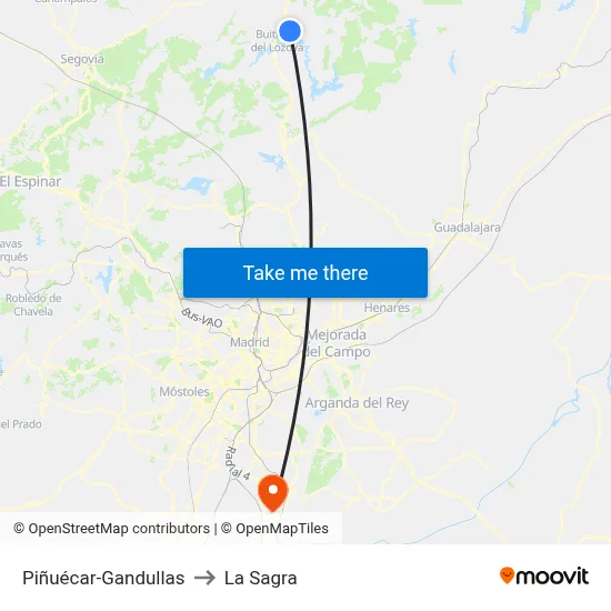 Piñuécar-Gandullas to La Sagra map