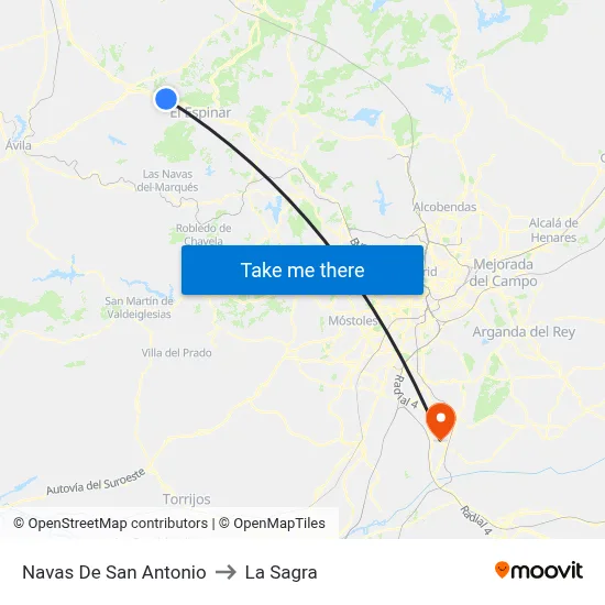 Navas De San Antonio to La Sagra map