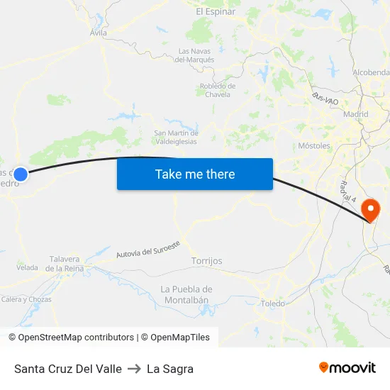 Santa Cruz Del Valle to La Sagra map