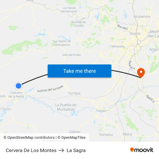 Cervera De Los Montes to La Sagra map
