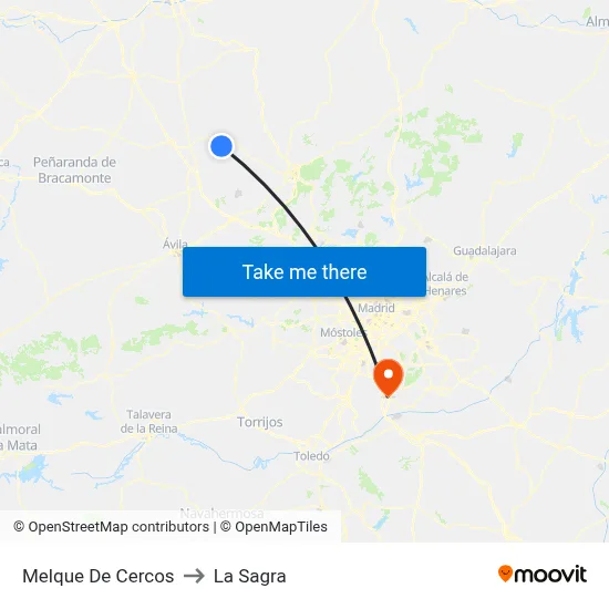 Melque De Cercos to La Sagra map