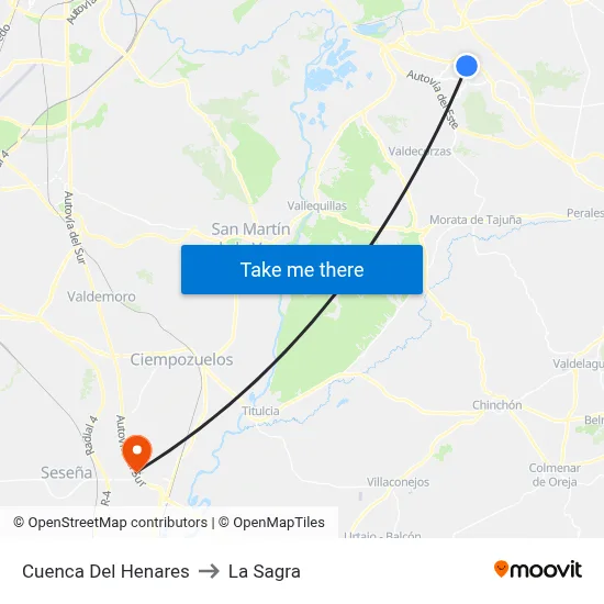 Cuenca Del Henares to La Sagra map